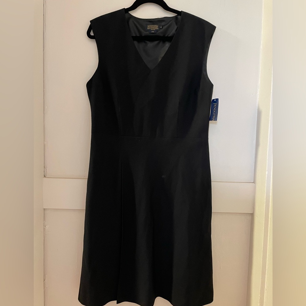 Pendleton Black A-line Midi Dress V-neck Sleeveless